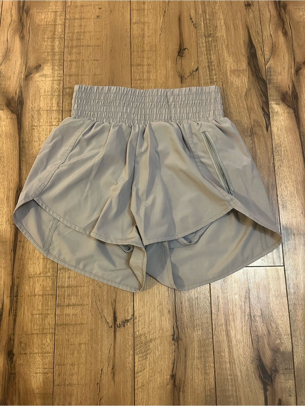 Light Gray Women’s Athletic Shorts with Smocked Waist
